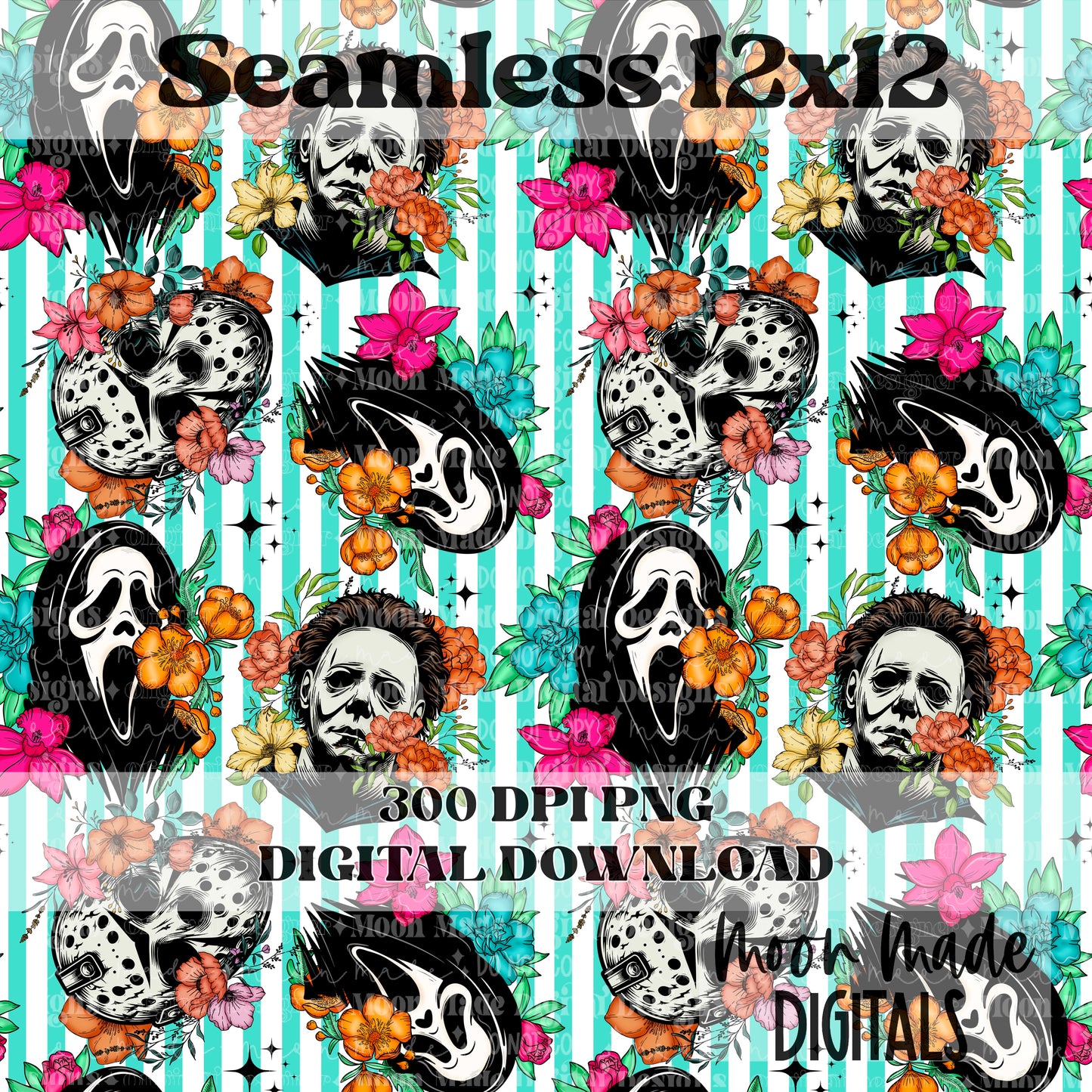 Spring floral horror seamless