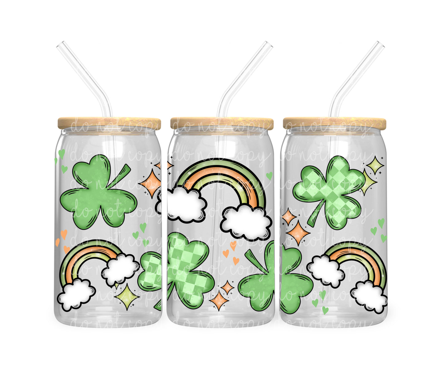 Shamrock Rainbow 16oz Glass Wrap