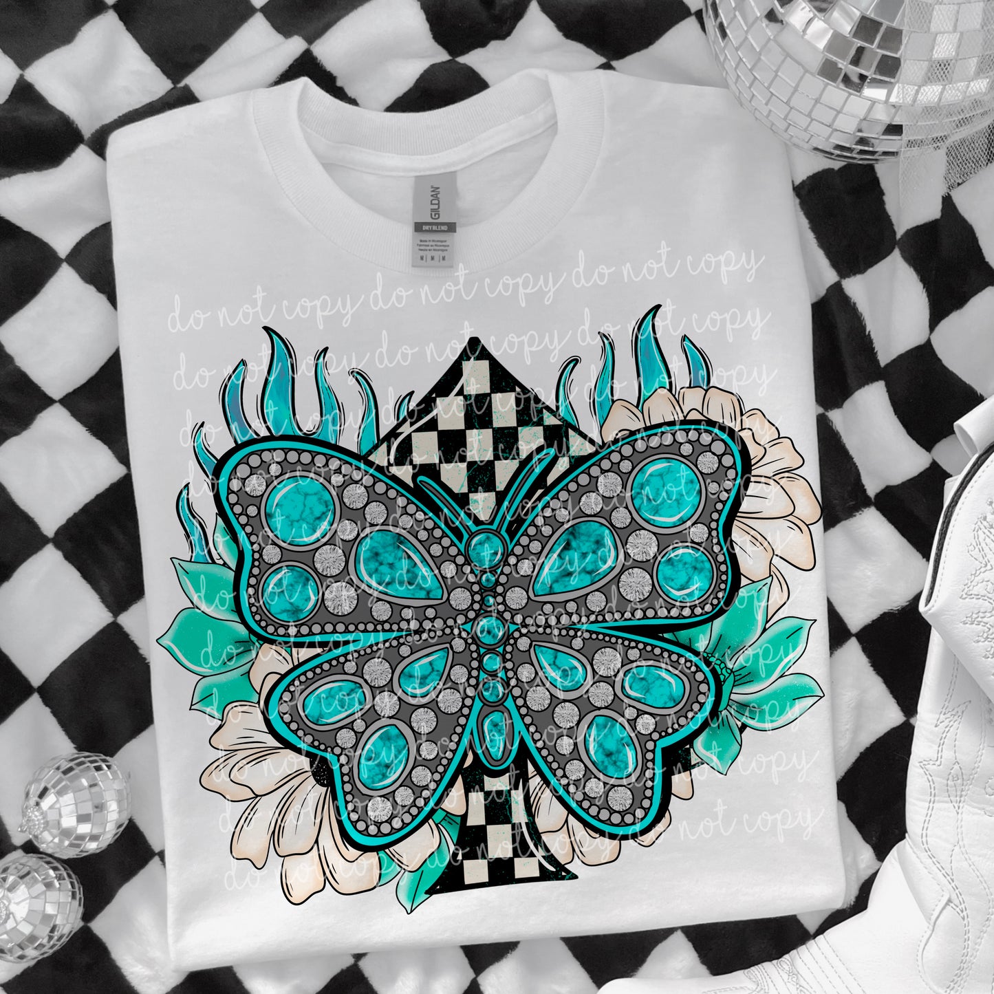 Turquoise Butterfly w/ sleeve PNG