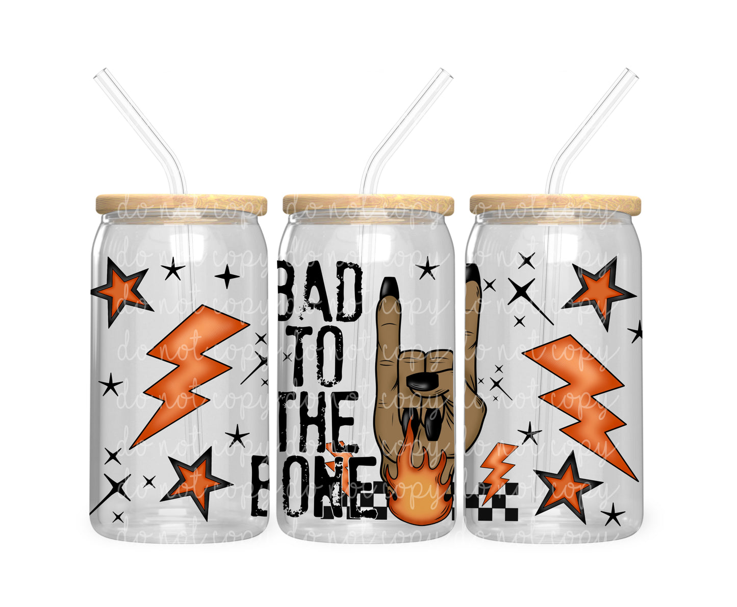 Bad to the Bone all color ways 16oz Glass Wrap