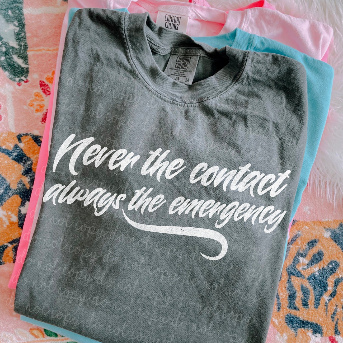 Never the contact always the emergency(black and white font)