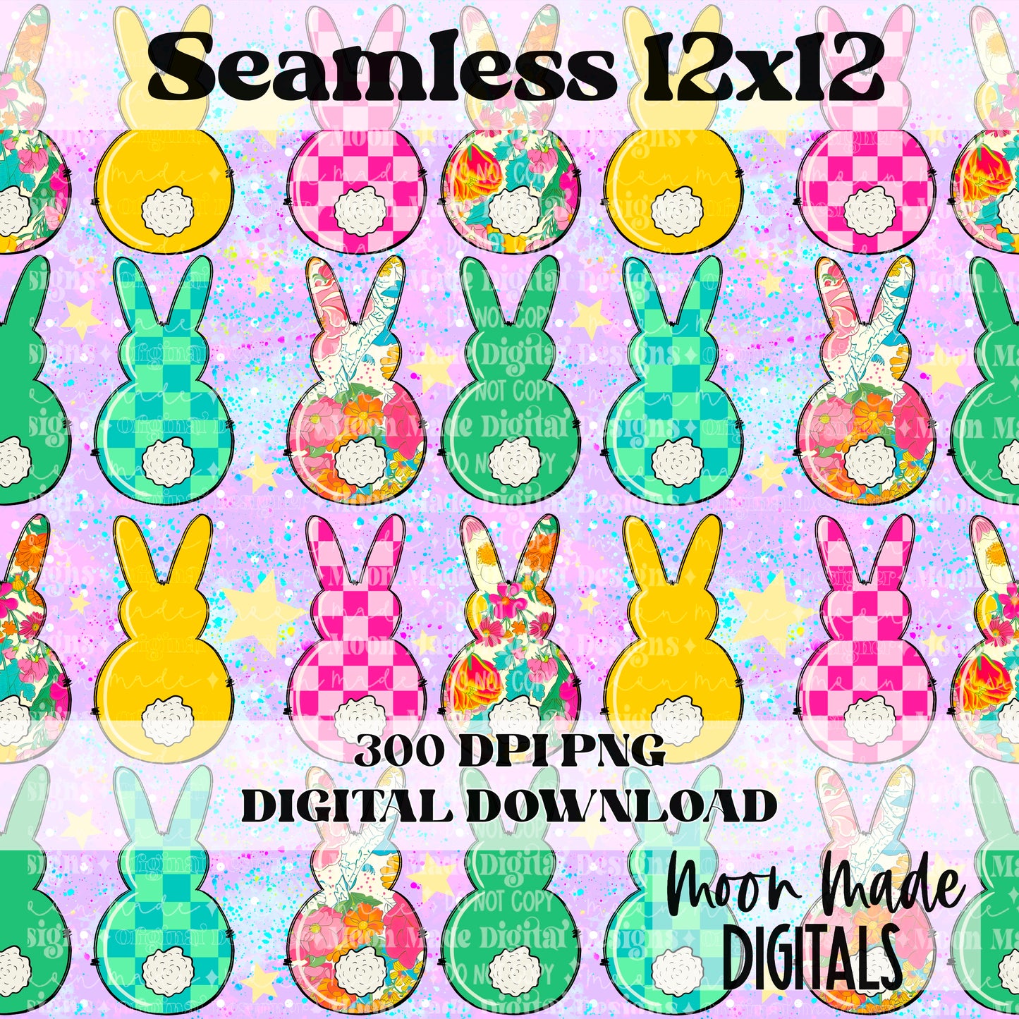 Floral bunny seamless