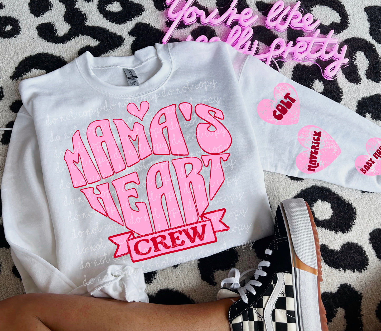 Mamas heart w/ blank heart for custom sleeve png