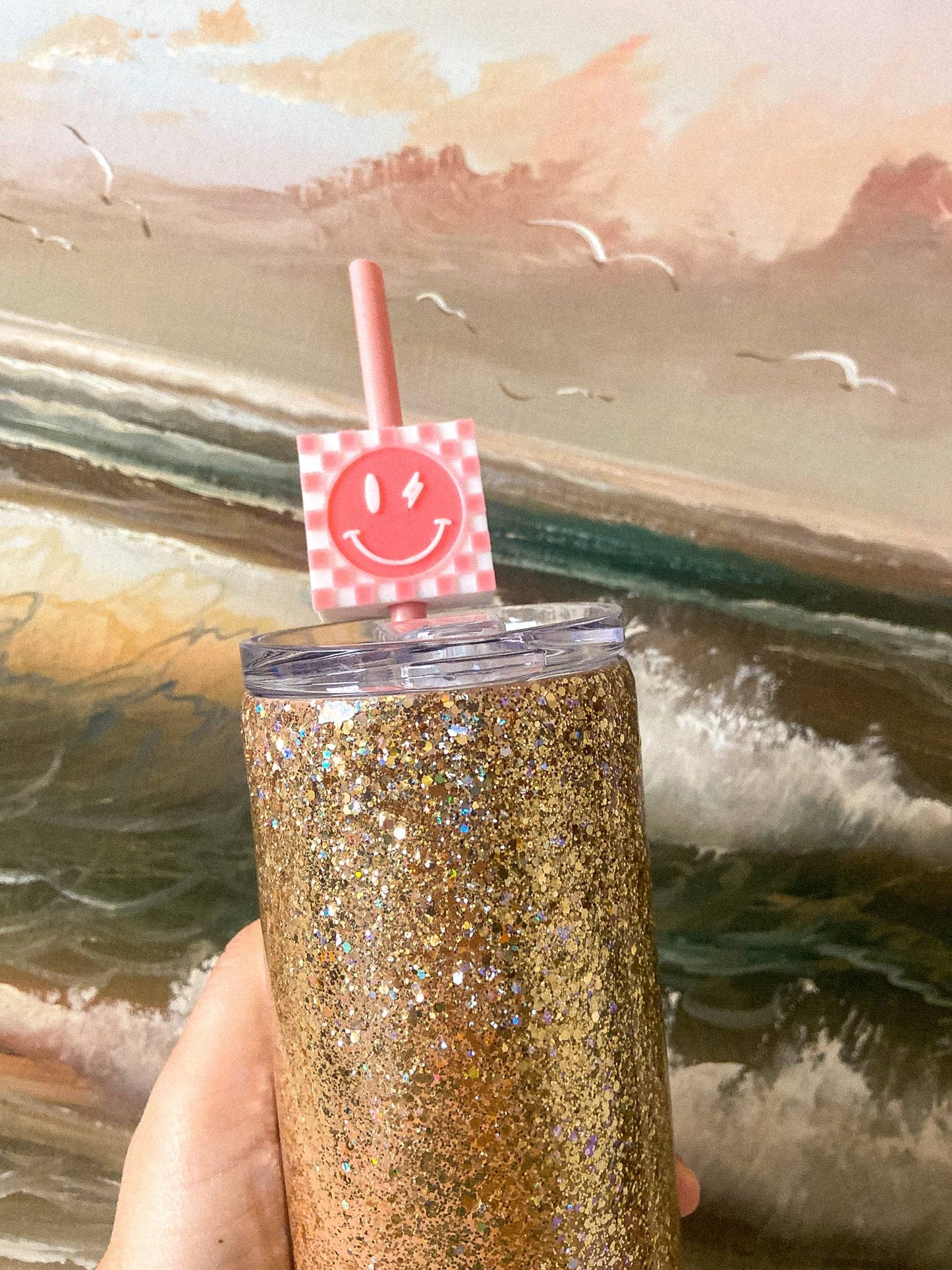 Lightning Smiley Face Straw Topper