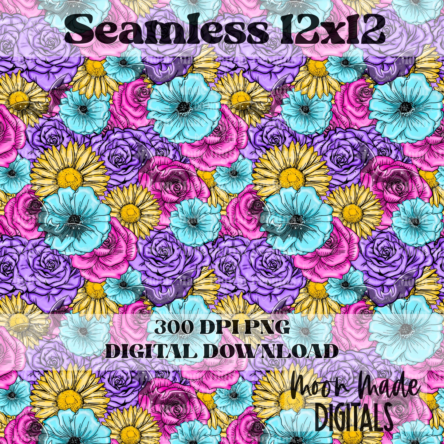 Bat Spring floral seamless