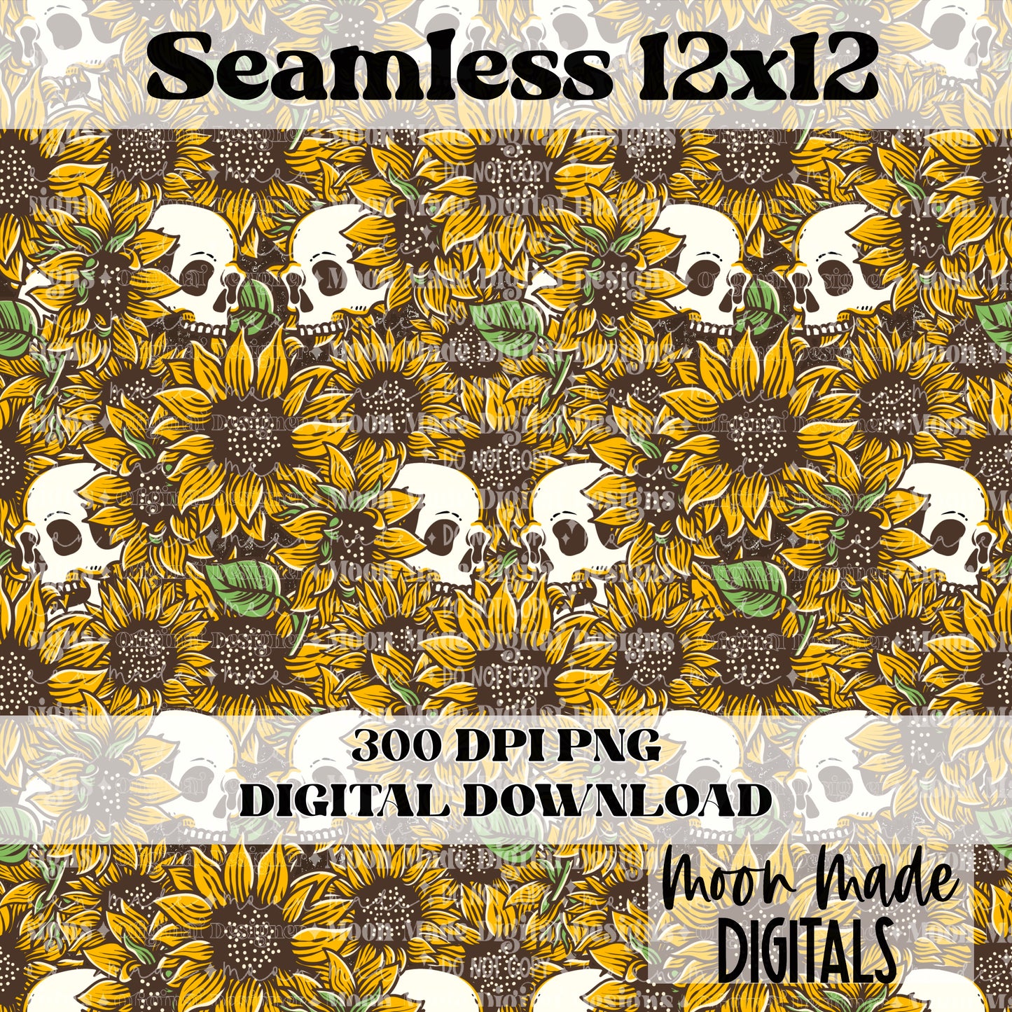 Sunflower skull Seamless