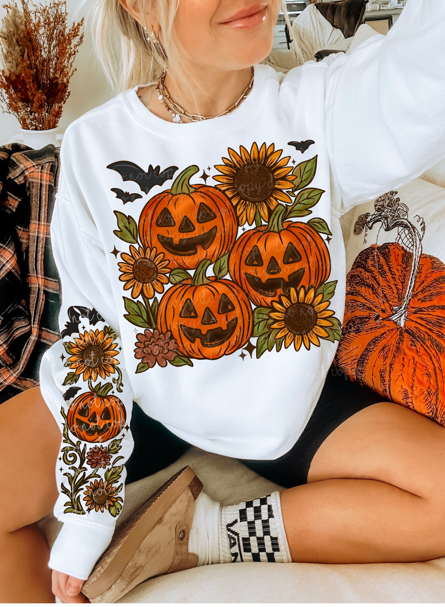 Pumpkin sunflower w/Sleeve Design PNG