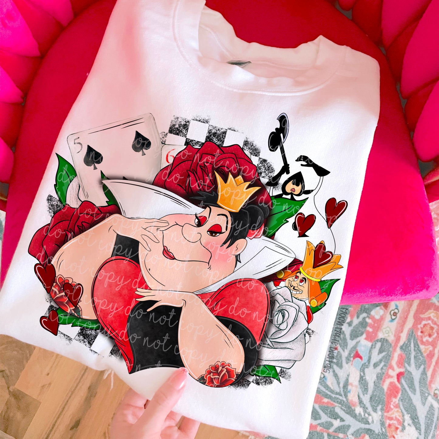 Red heart queen floral PNG