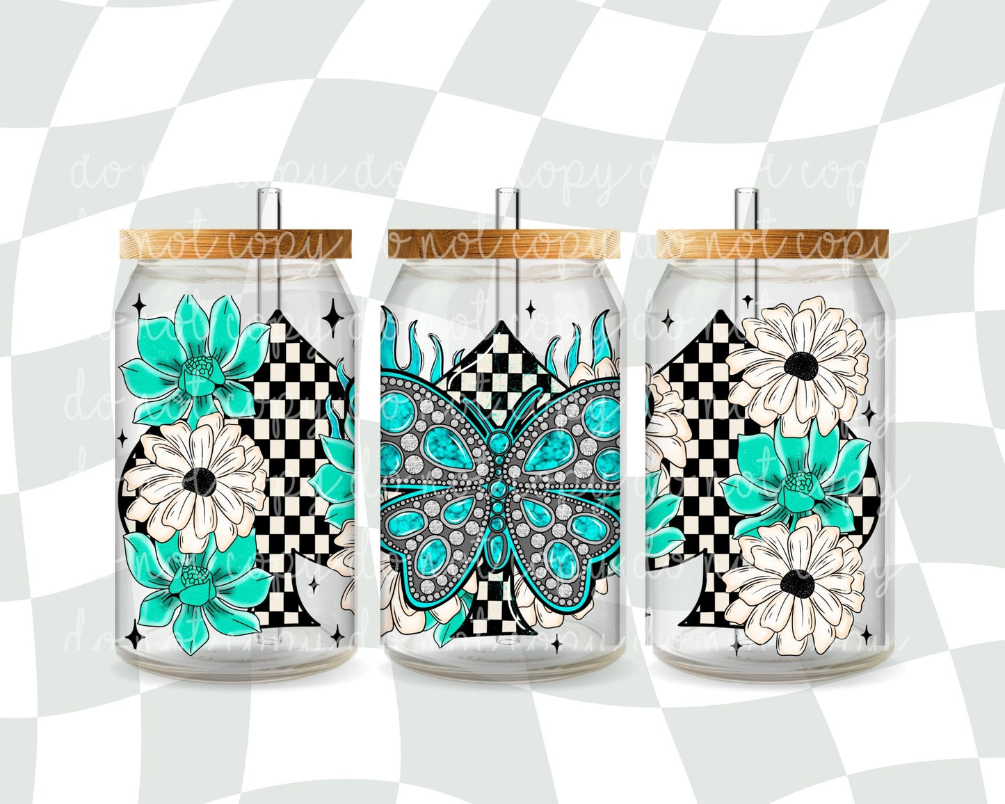 Turquoise butterfly 16 oz