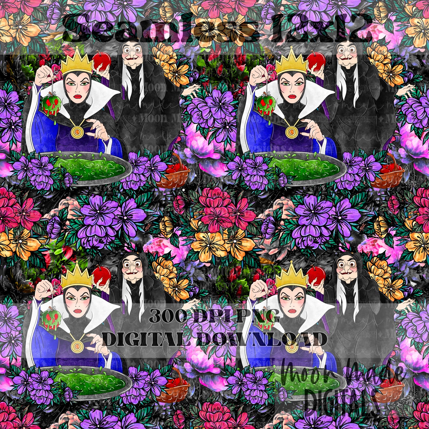 Evil queen hag floral seamless