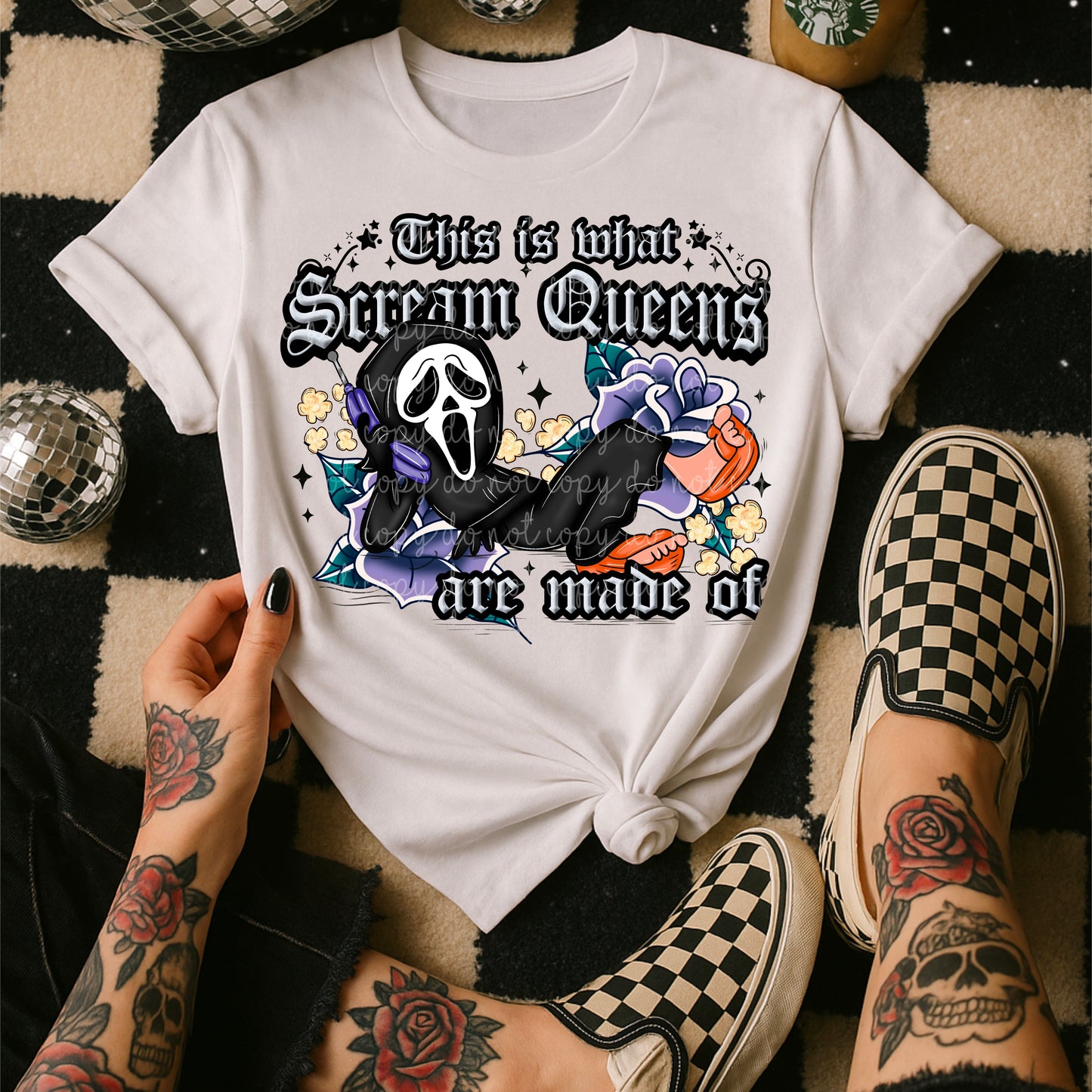 Scream queens are made of w/Sleeve Design PNG