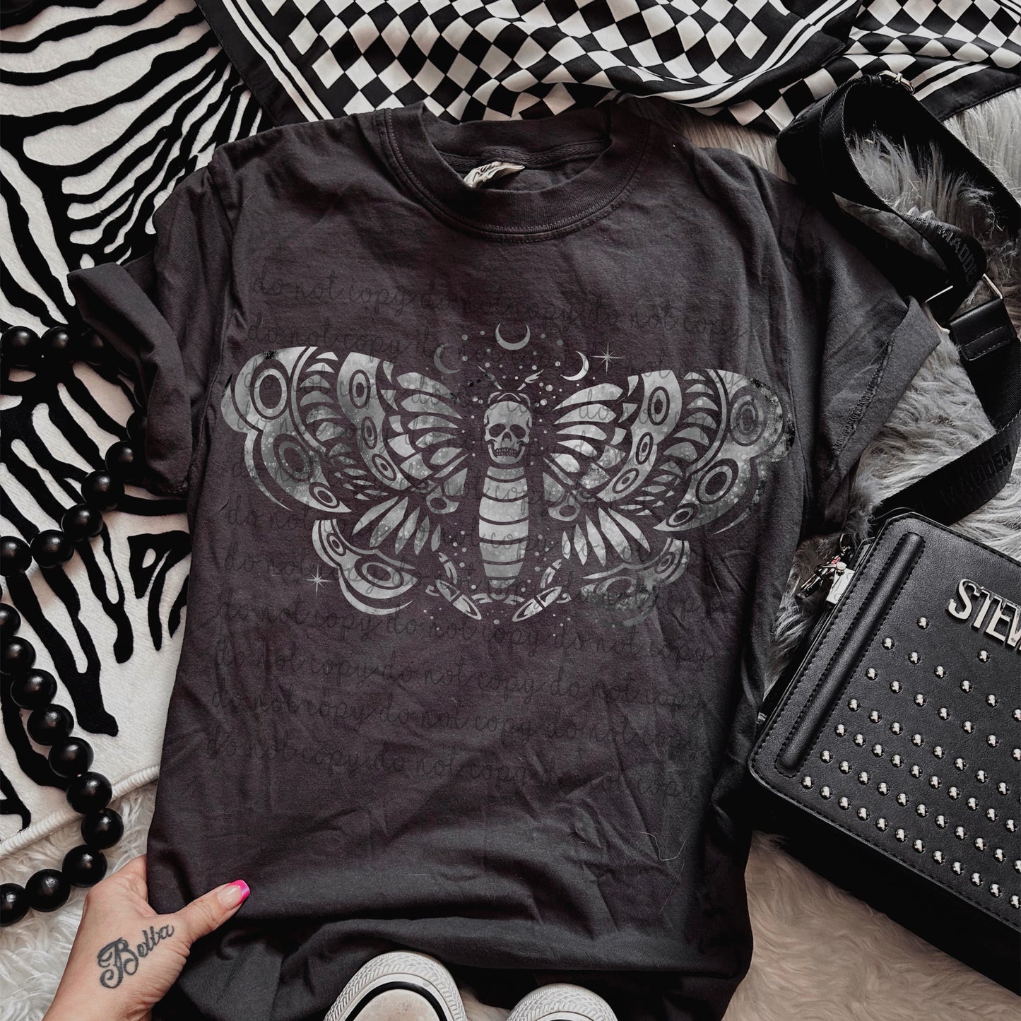 Watercolor death moth Gold & Silver PNG