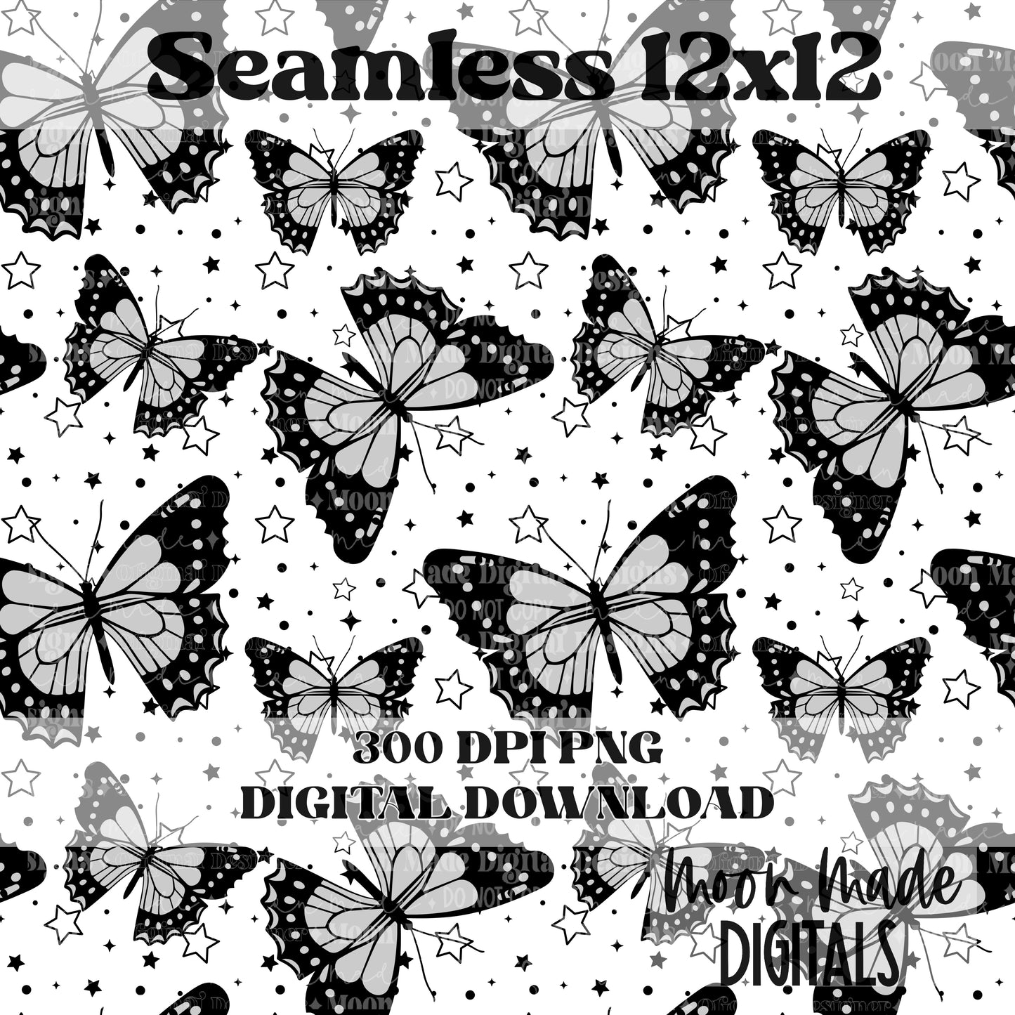Butterfly and stars seamless
