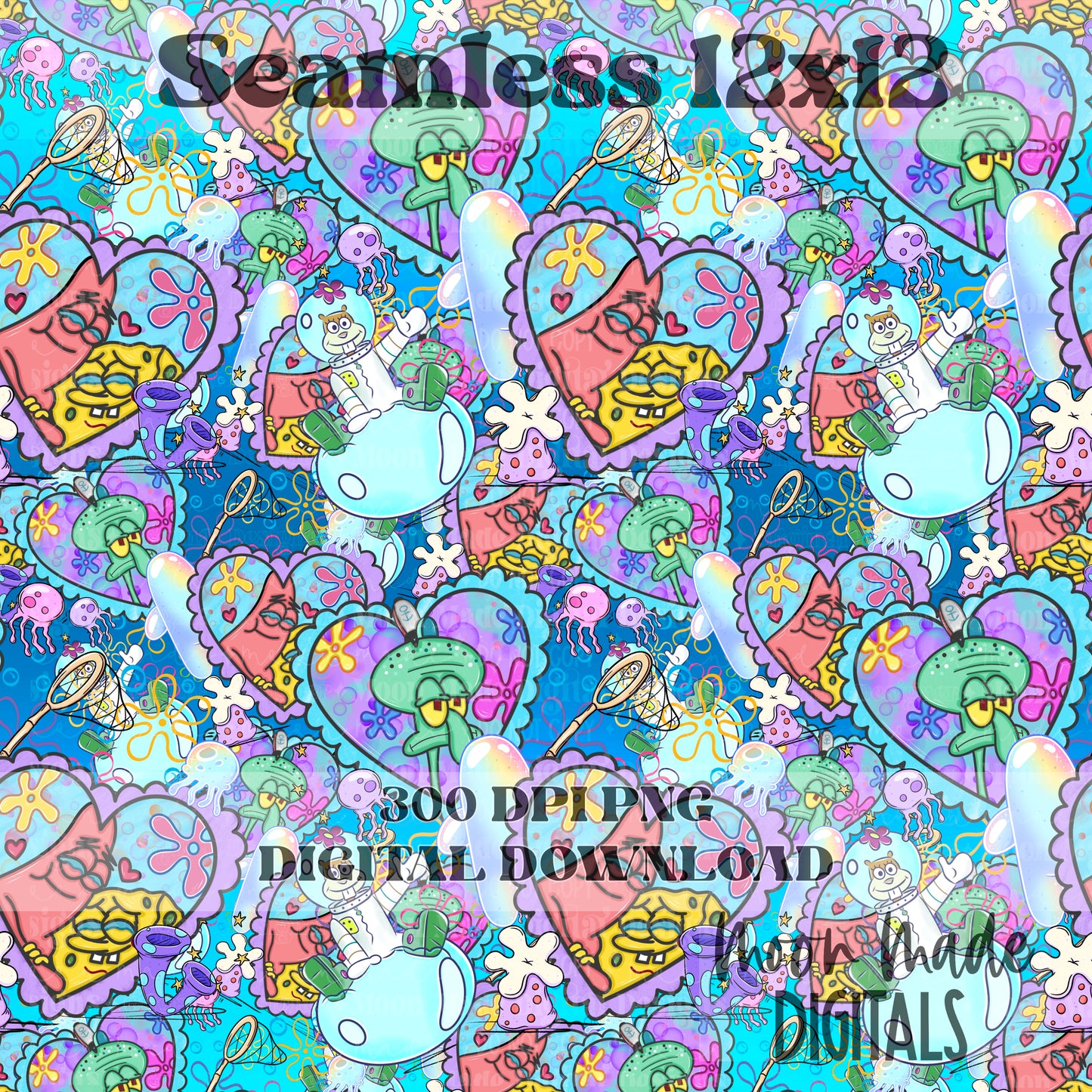 Sponge Hearts Seamless