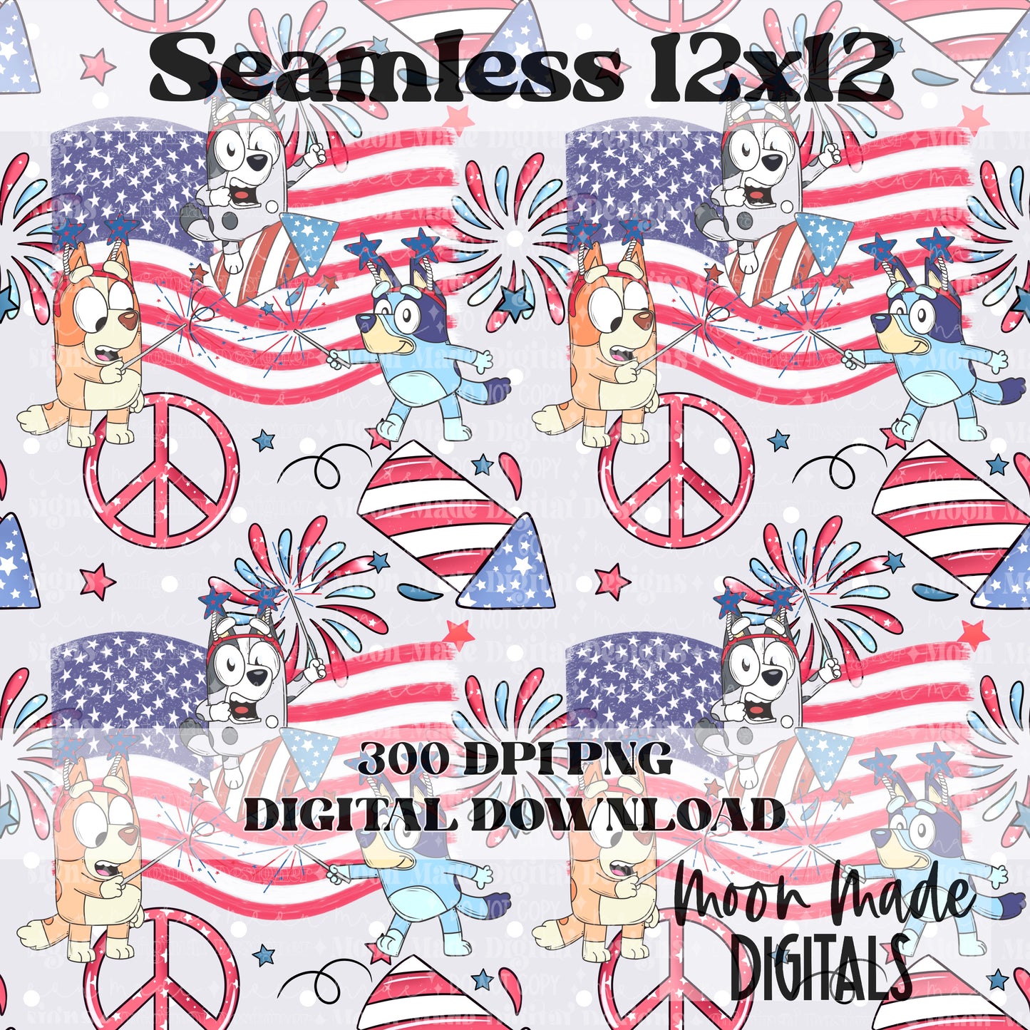 Red White and Bluey Seamless