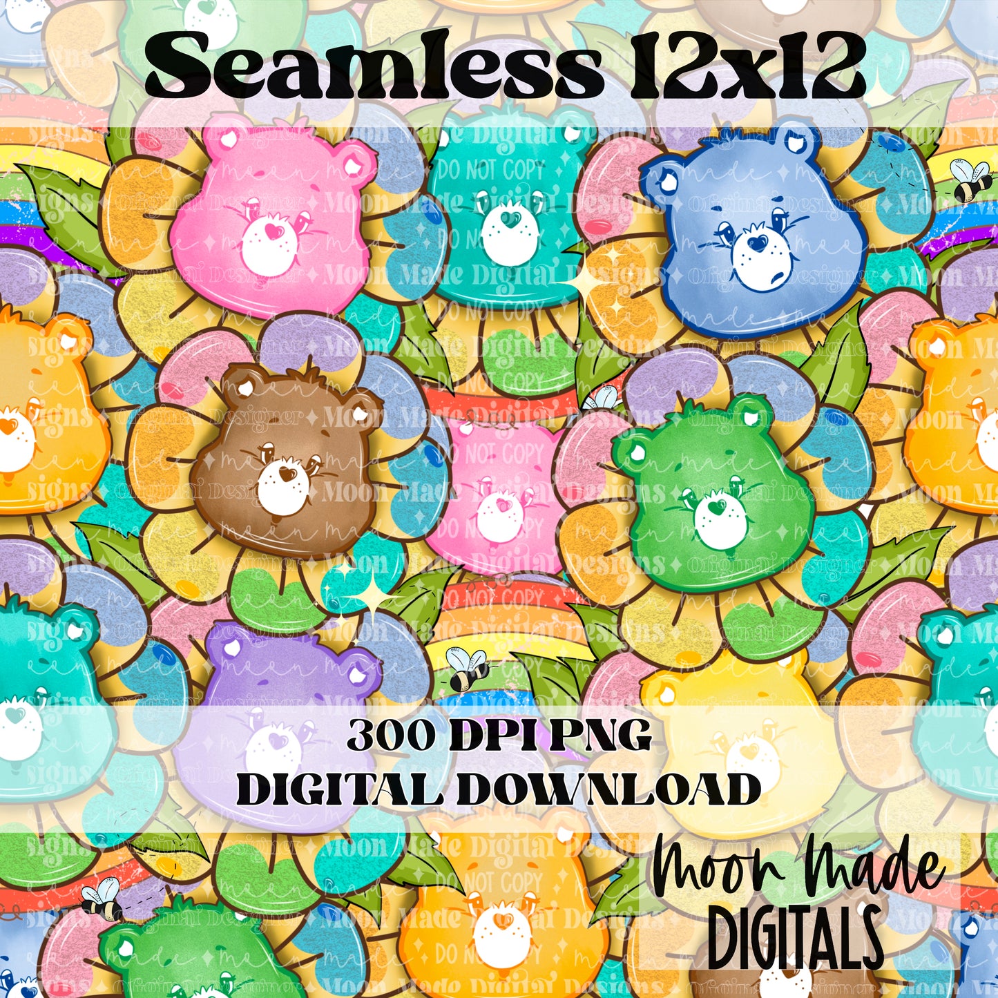Colorful Bear Flowers Seamless