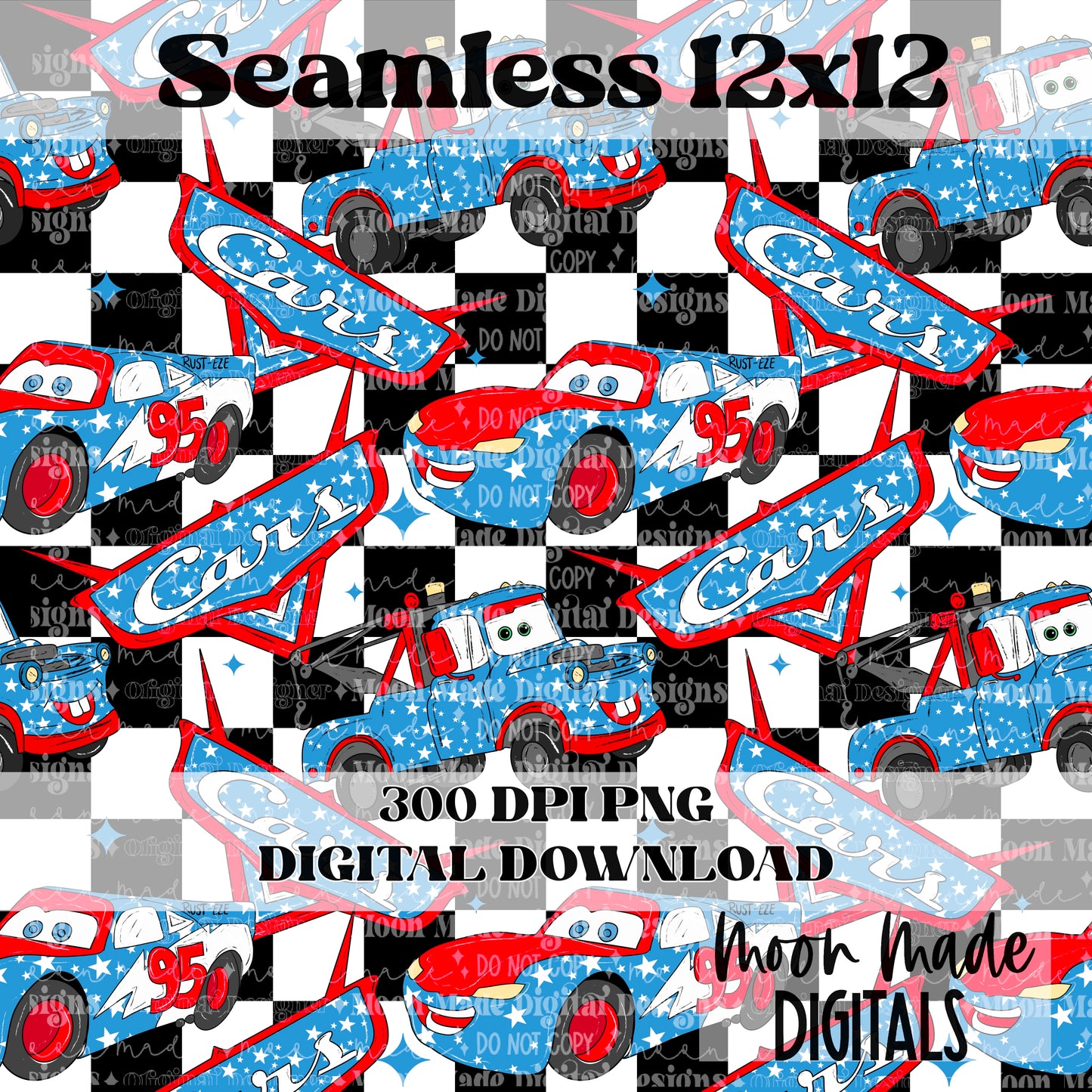 Red White and Blue Car Seamless