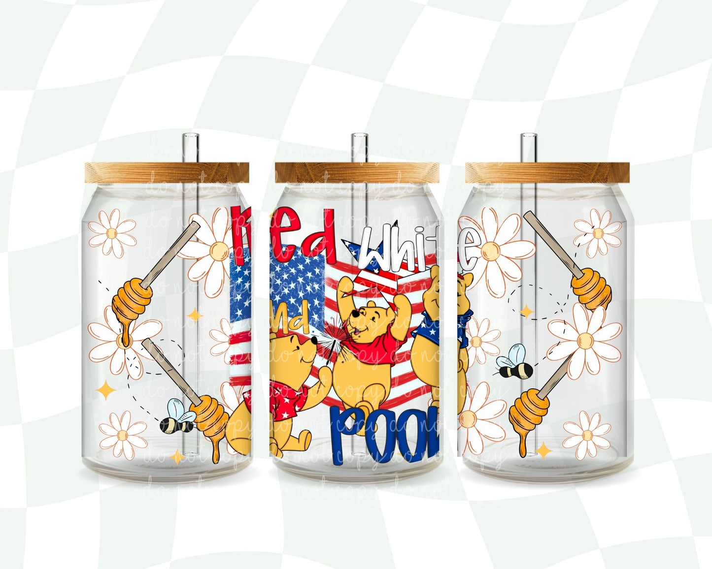Red White and Pooh 16 oz
