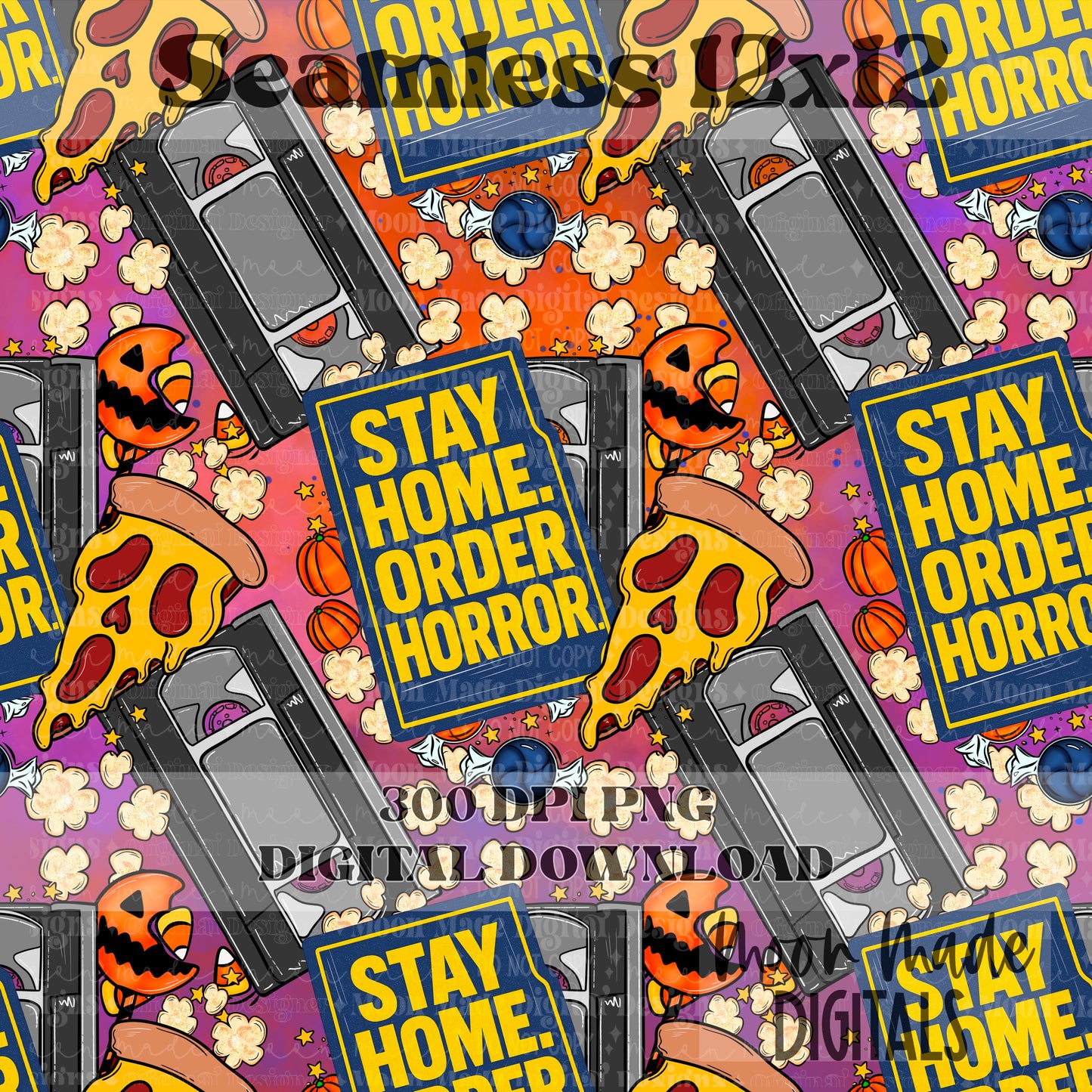 Stay Home, Order Horror Orange Seamless