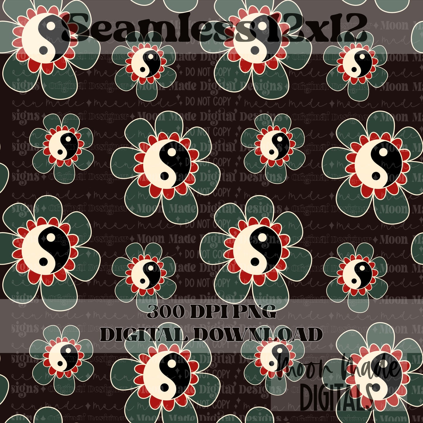 Yin Yang Flower Seamless