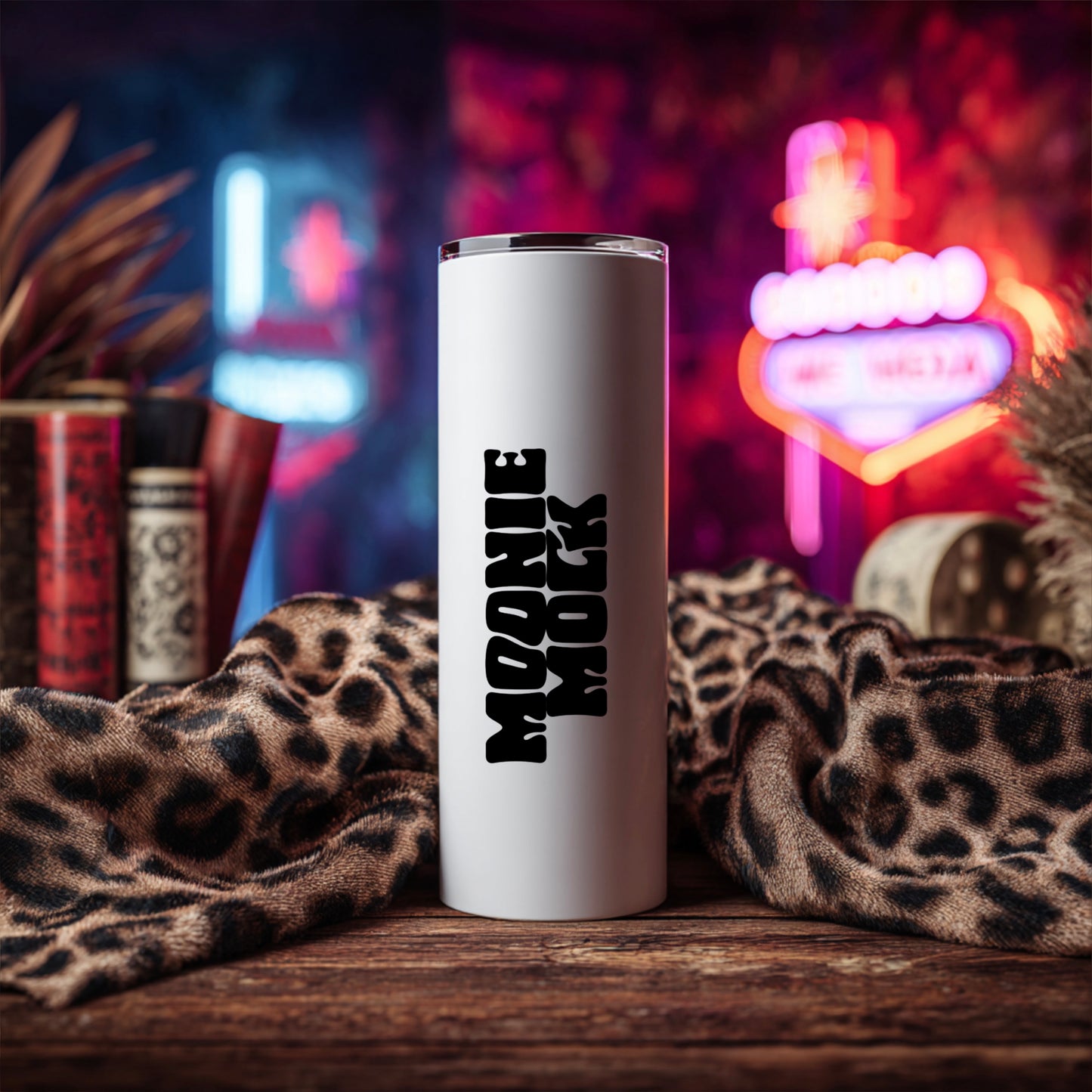 White Tumbler Neon Sign Mockup