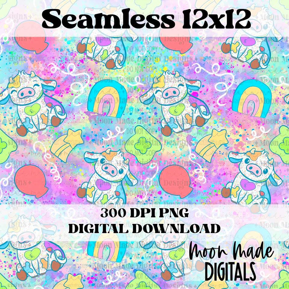 Rainbow Cereal Cows Seamless