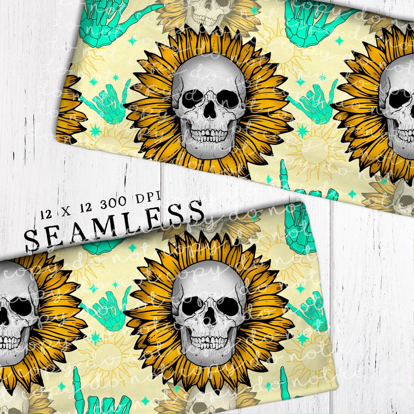 Sunflower Skull Hang Loose Seamless