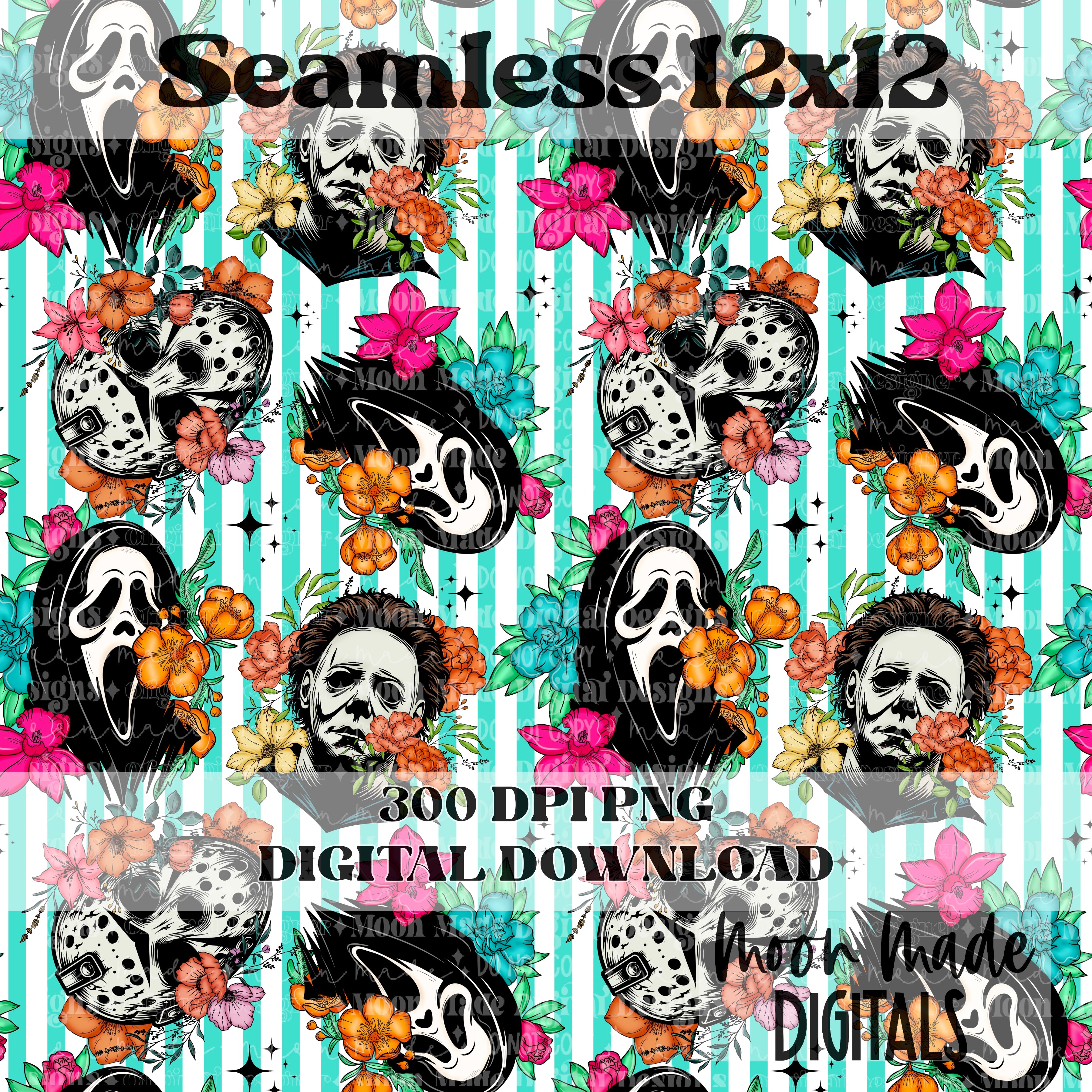 Spring floral horror seamless – Moon Made Digitals