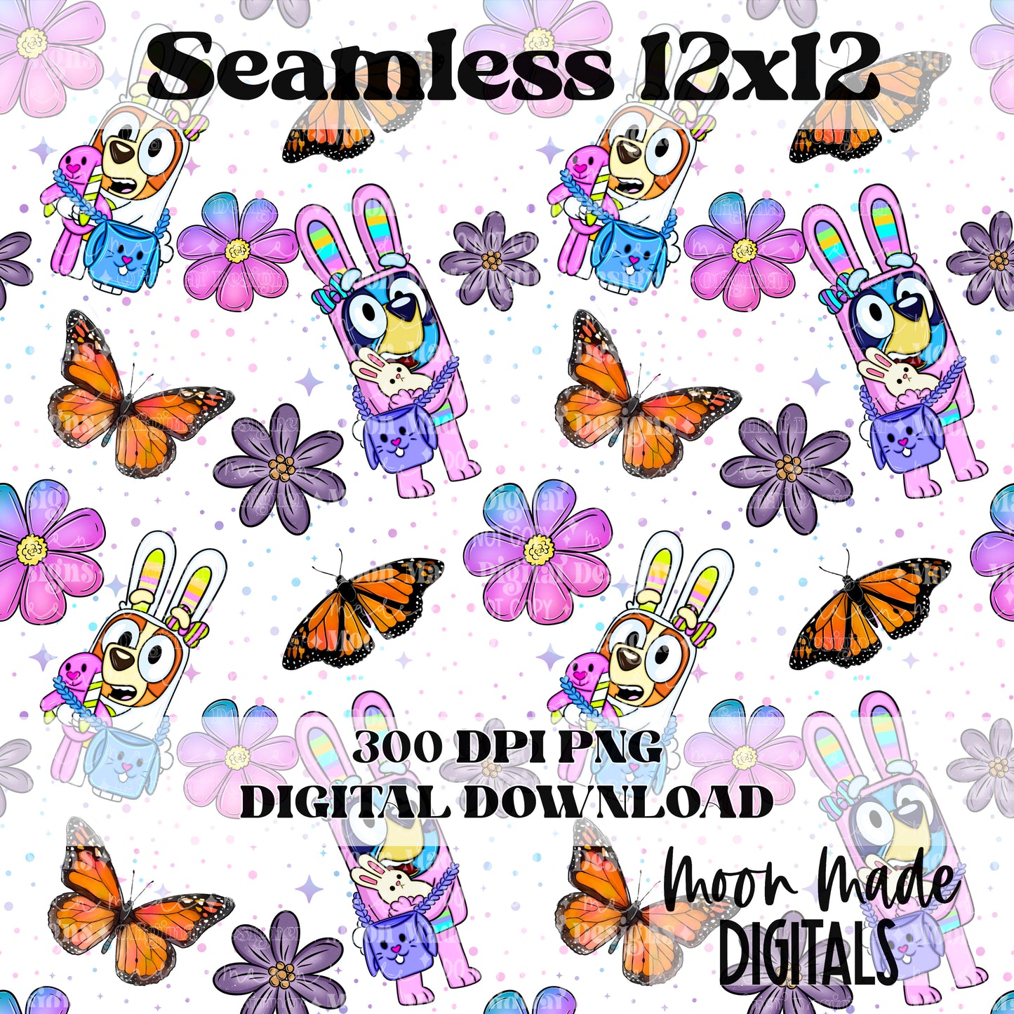 Blue heeler easter seamless