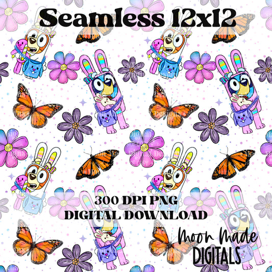 Blue heeler easter seamless