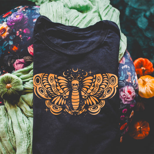 Watercolor death moth Gold & Silver PNG
