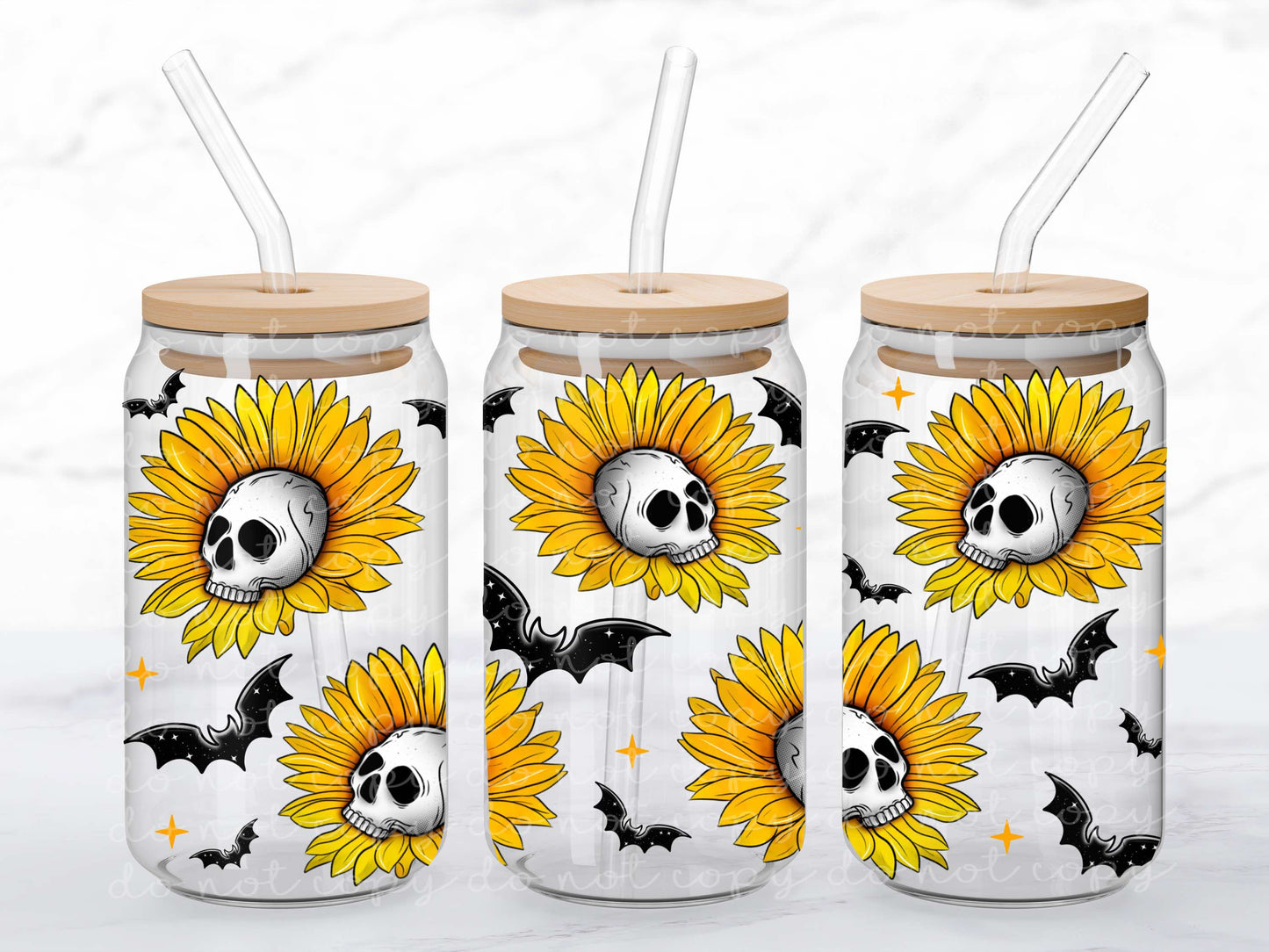 Sunflower Skellie 16oz Glass Wrap