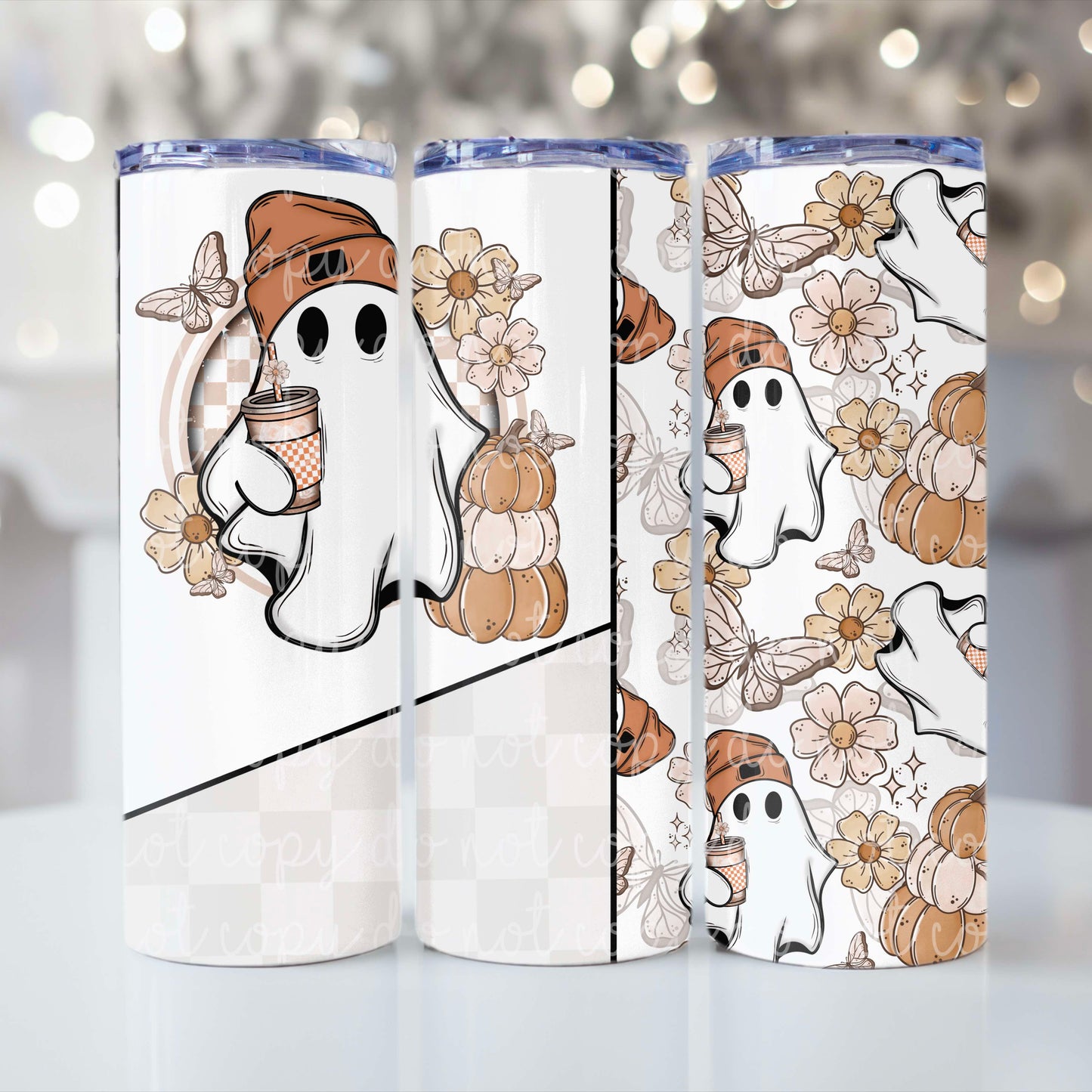 Boho Fall Ghostie Tumbler Wrap