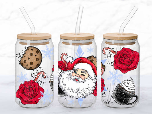 Classic Santa 16oz Glass Wrap