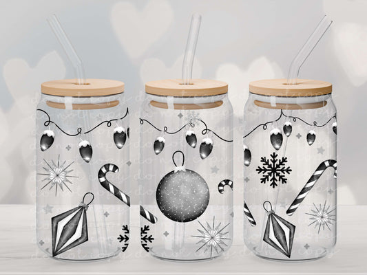 Monochrome Christmas 16oz Glass Wrap