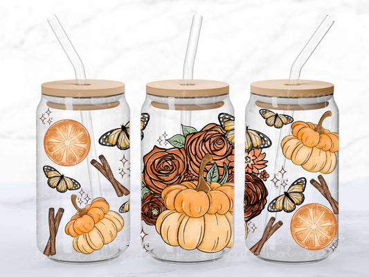 Fall Floral 16oz Glass Wrap