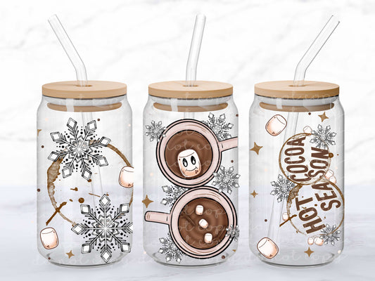 Hot Cocoa Season 16oz Glass Wrap