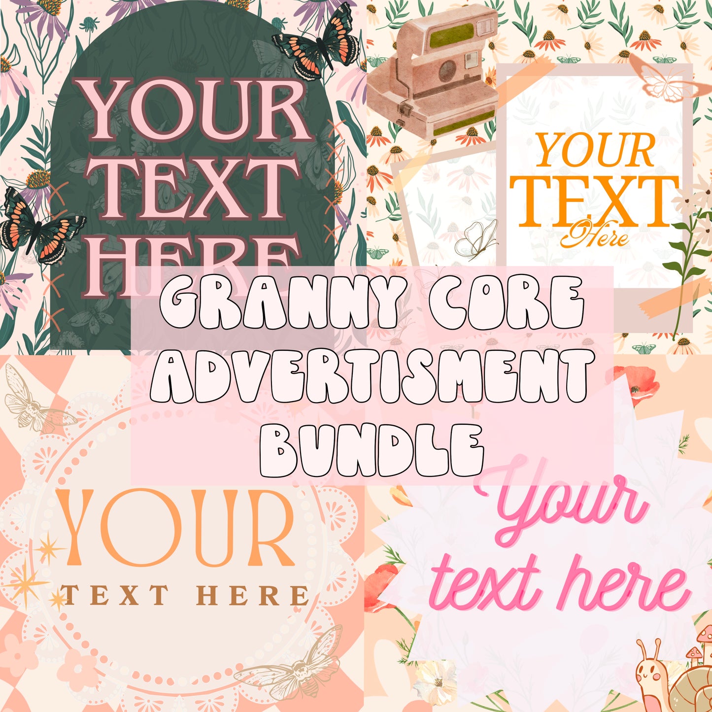 Granny Core Blank Advertisment Graphics ( You add your own words!)