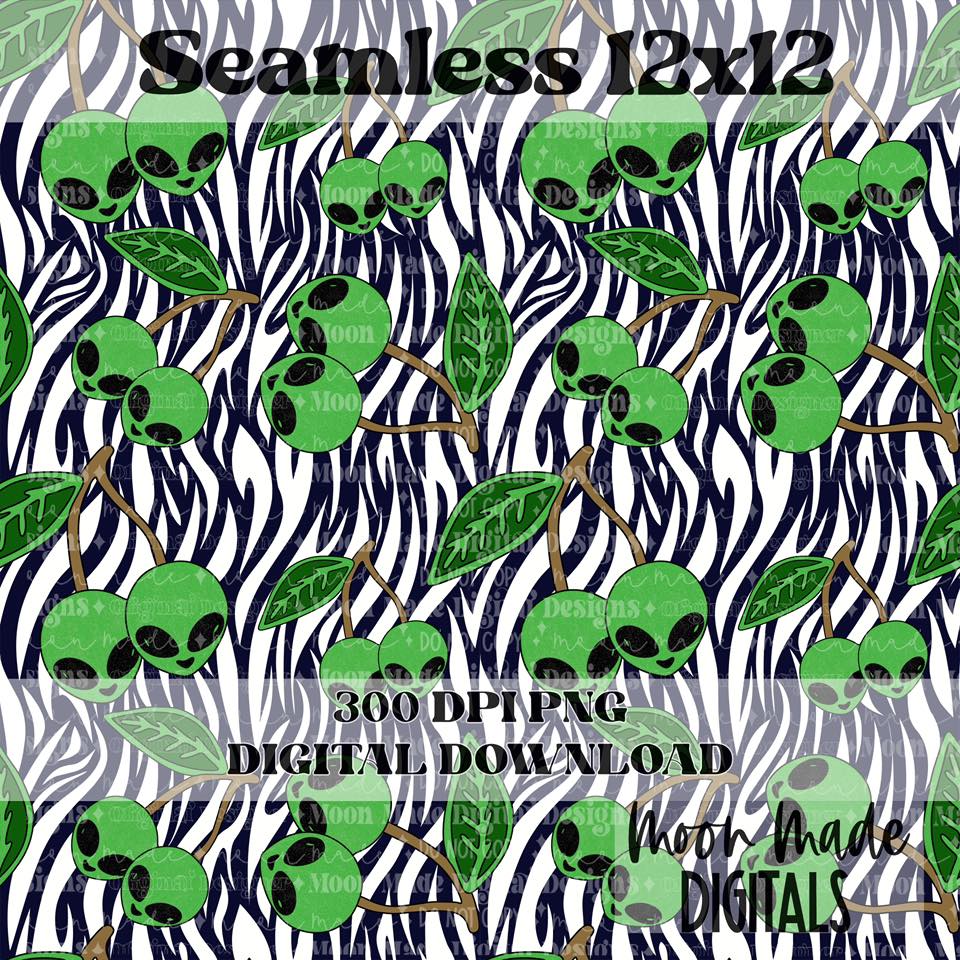 Cherry Alien Zebra Seamless