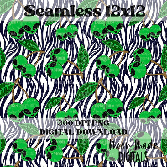 Cherry Alien Zebra Seamless