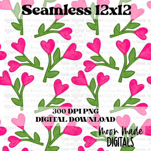 White Flower Heart Seamless