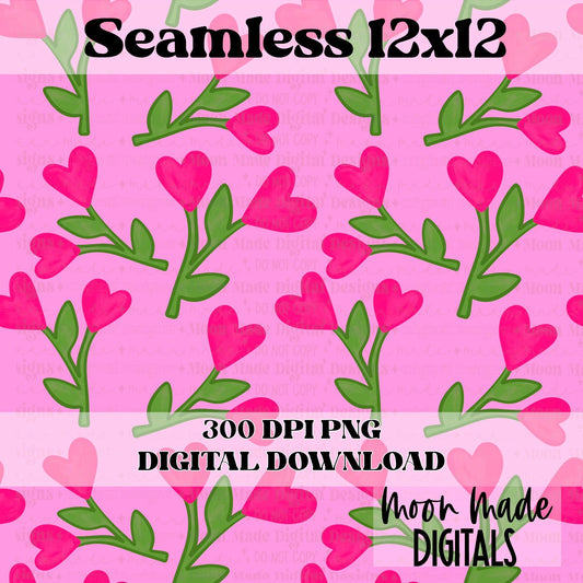 Pink Flower Heart Seamless