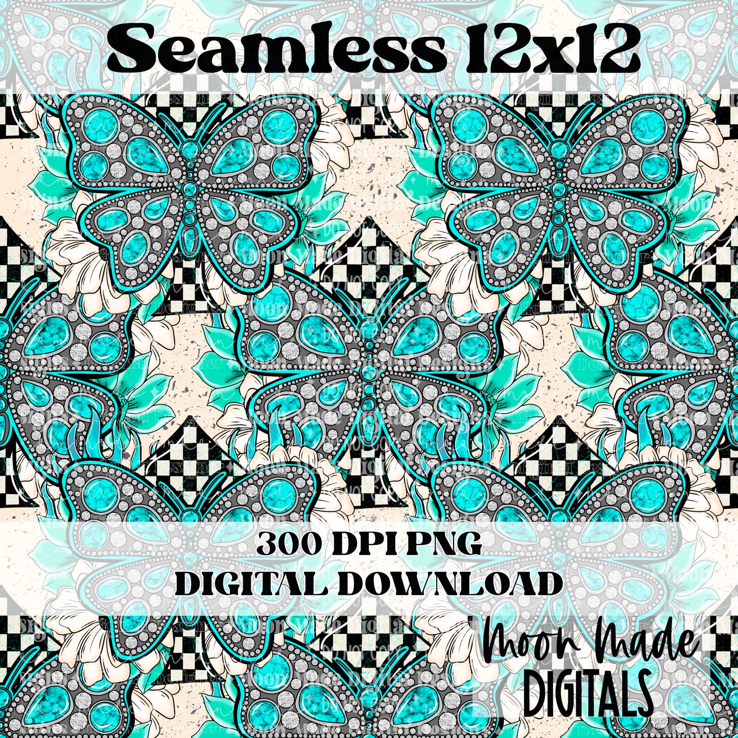 Turquoise Butterfly Seamless