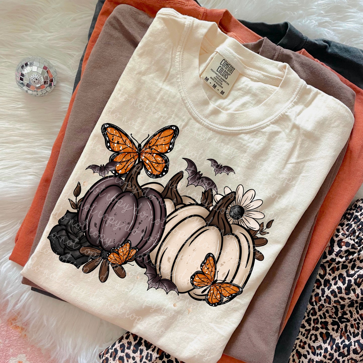 Fall pumpkin bats and butterflies  PNG