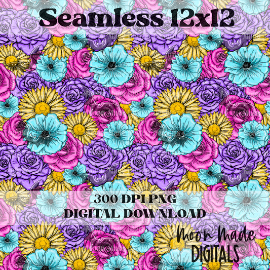 Bat Spring floral seamless