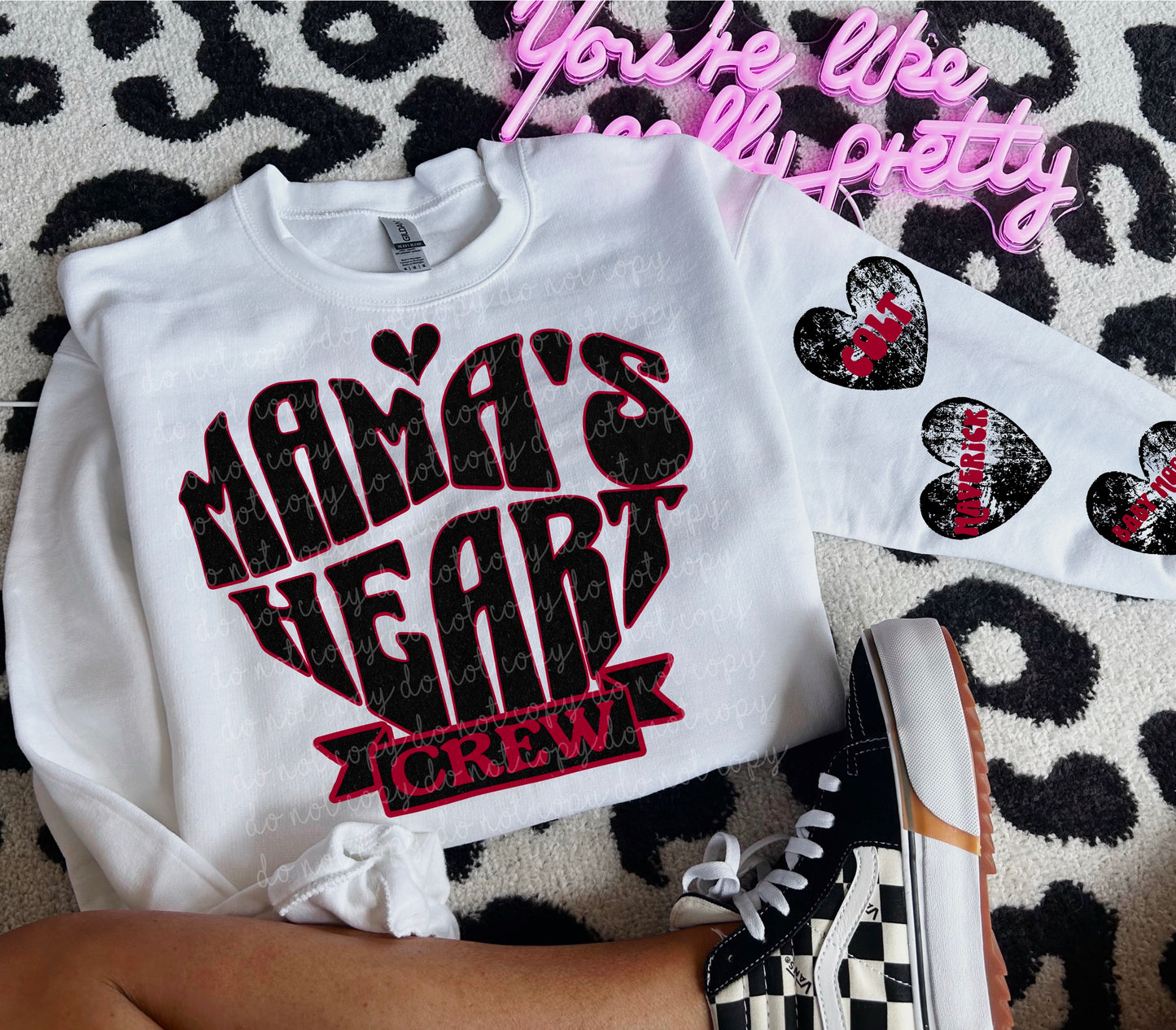 Mamas heart w/ blank heart for custom sleeve png