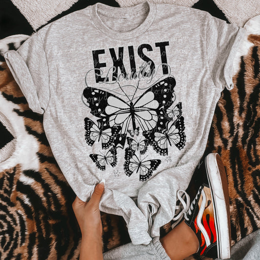 Exist loudly greyscale png