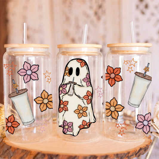 Retro Ghost 16oz Glass Wrap