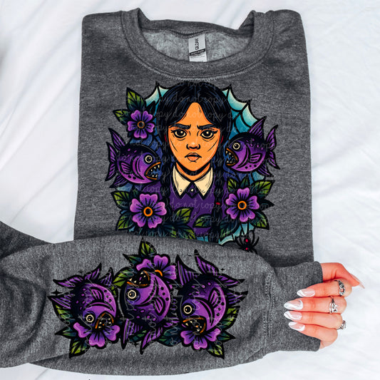 Wednesday Pirhana w/Sleeve Design PNG