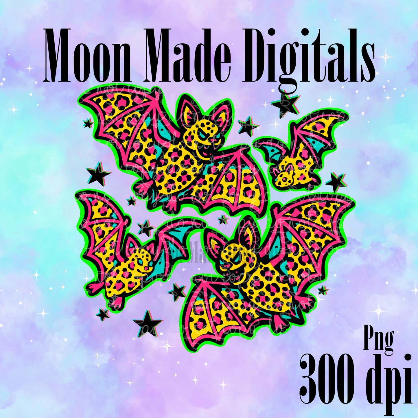 Neon leopard bats PNG